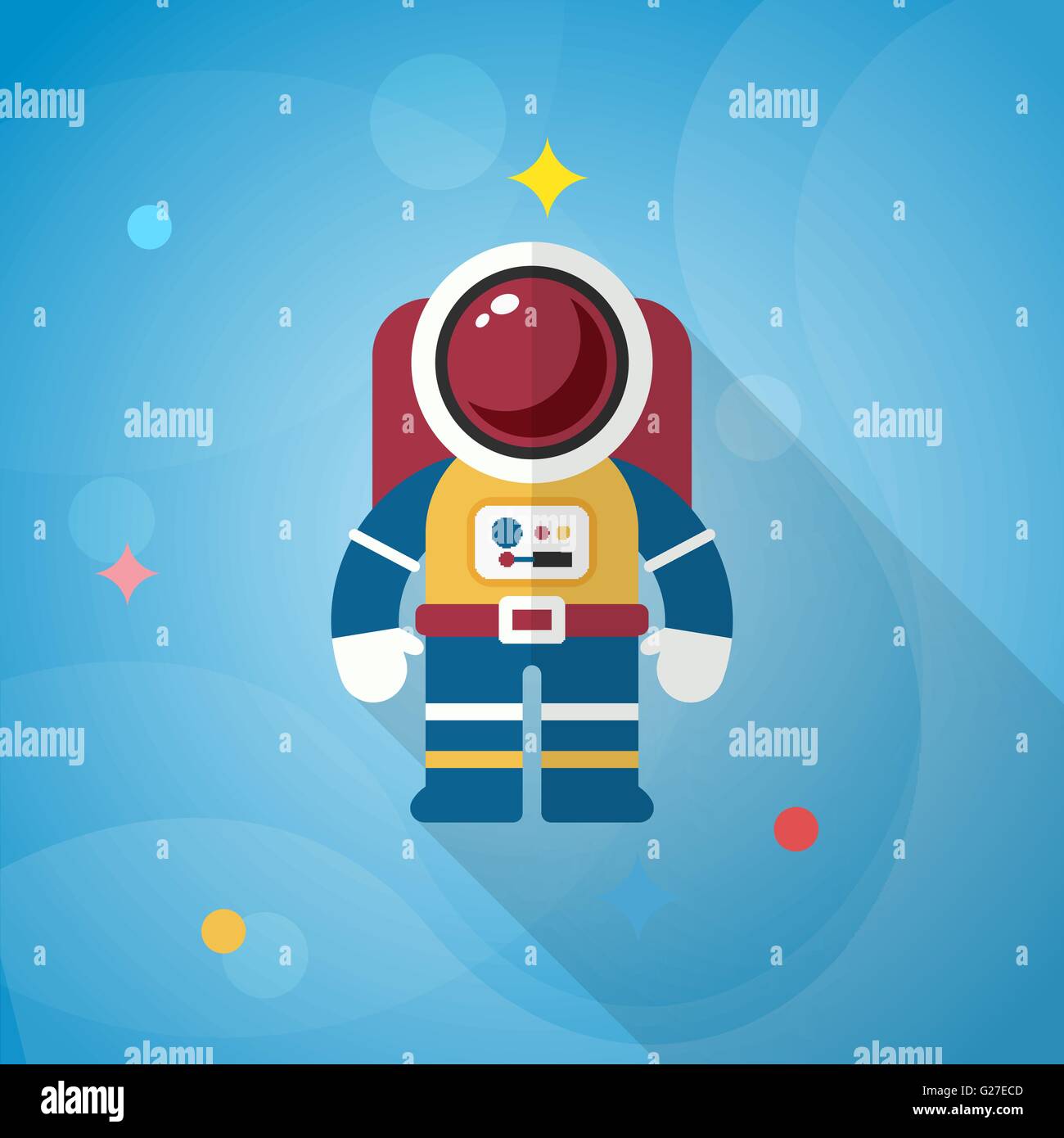 Astronaut flache Symbol mit langen Schatten, eps10, Stock Vektor