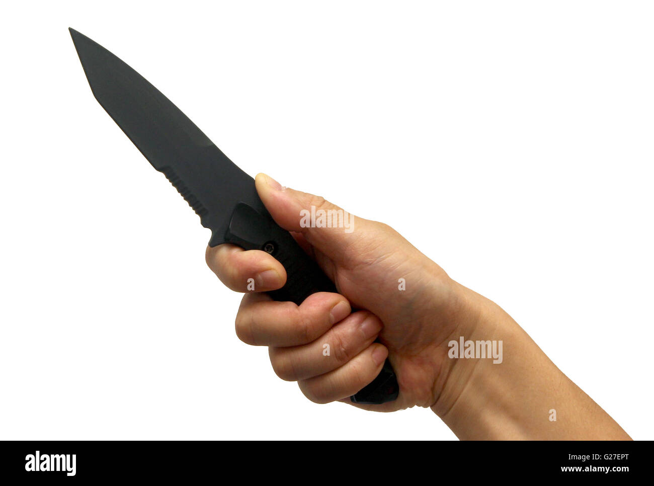 taktisches Messer Militär Hand kämpfen Schreck geschnittenen Gefahr töten Mord Verbrechen Stich Stockfoto