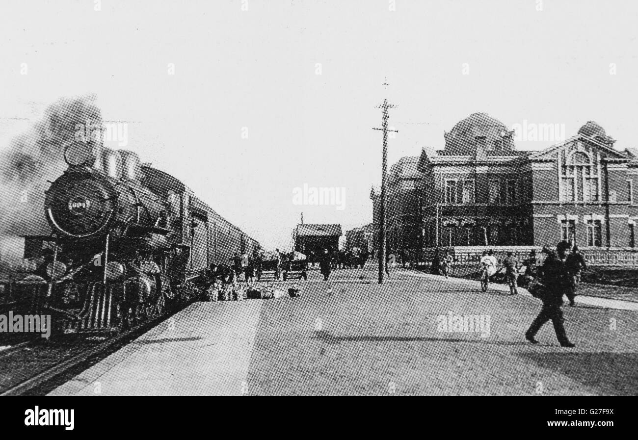 Mukden Station, Mandschurei. c 1930. Stockfoto