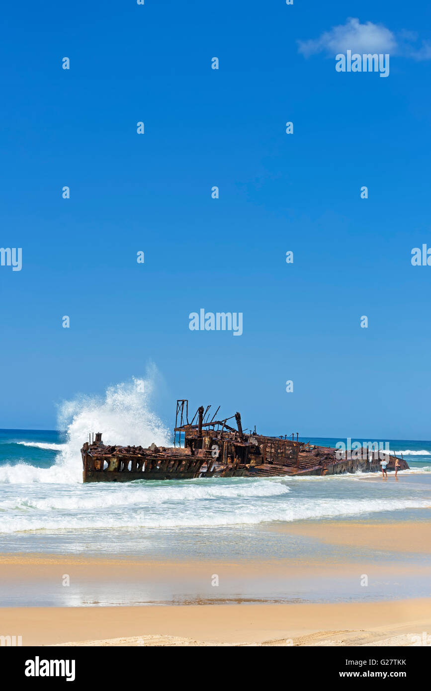 Ss maheno Wrack, schiffswrack am Strand, Fraser Island, Queensland, Australien Stockfoto