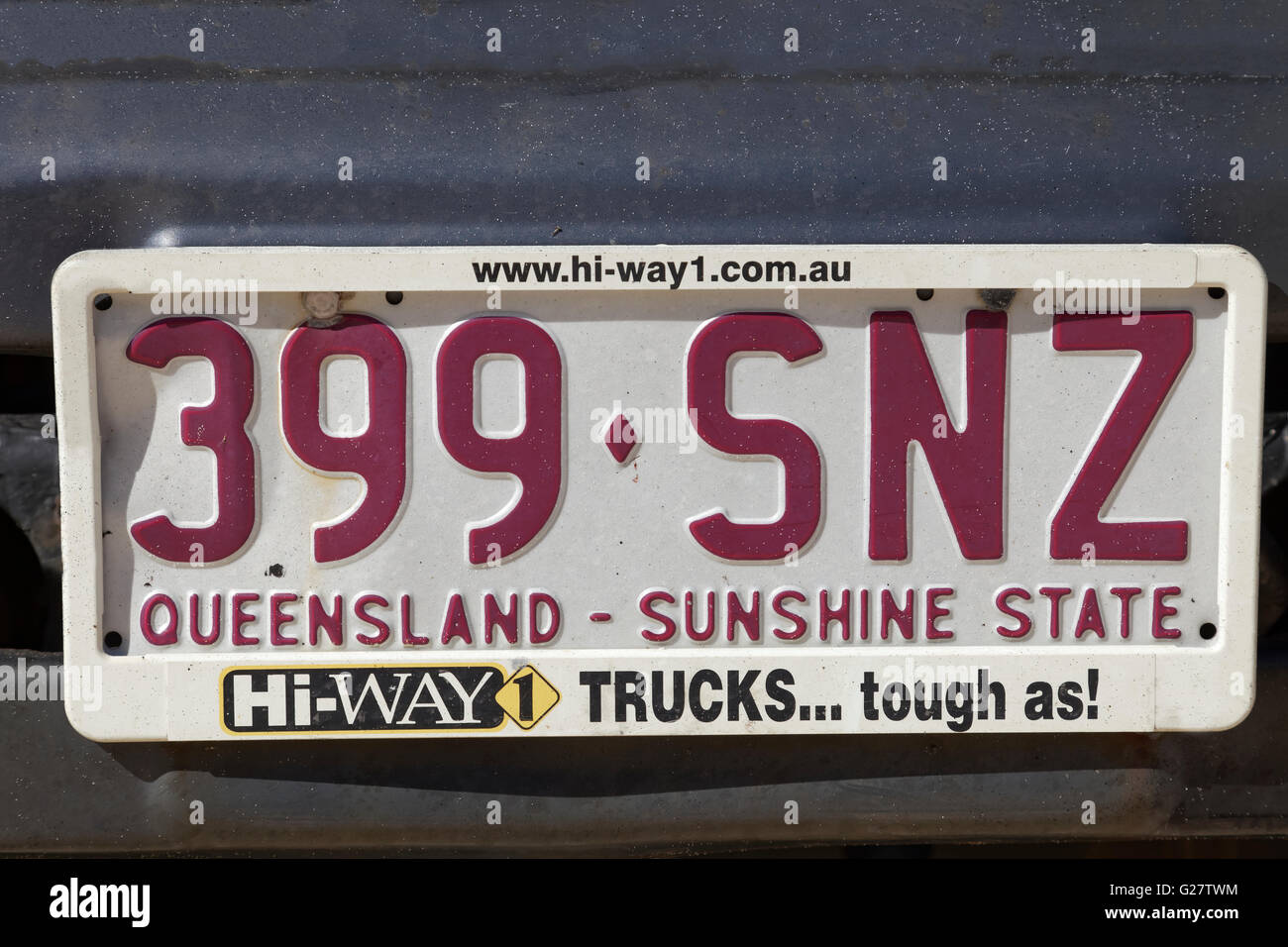 Kfz-Kennzeichen von Queensland, Australien Sunshine state Stockfoto