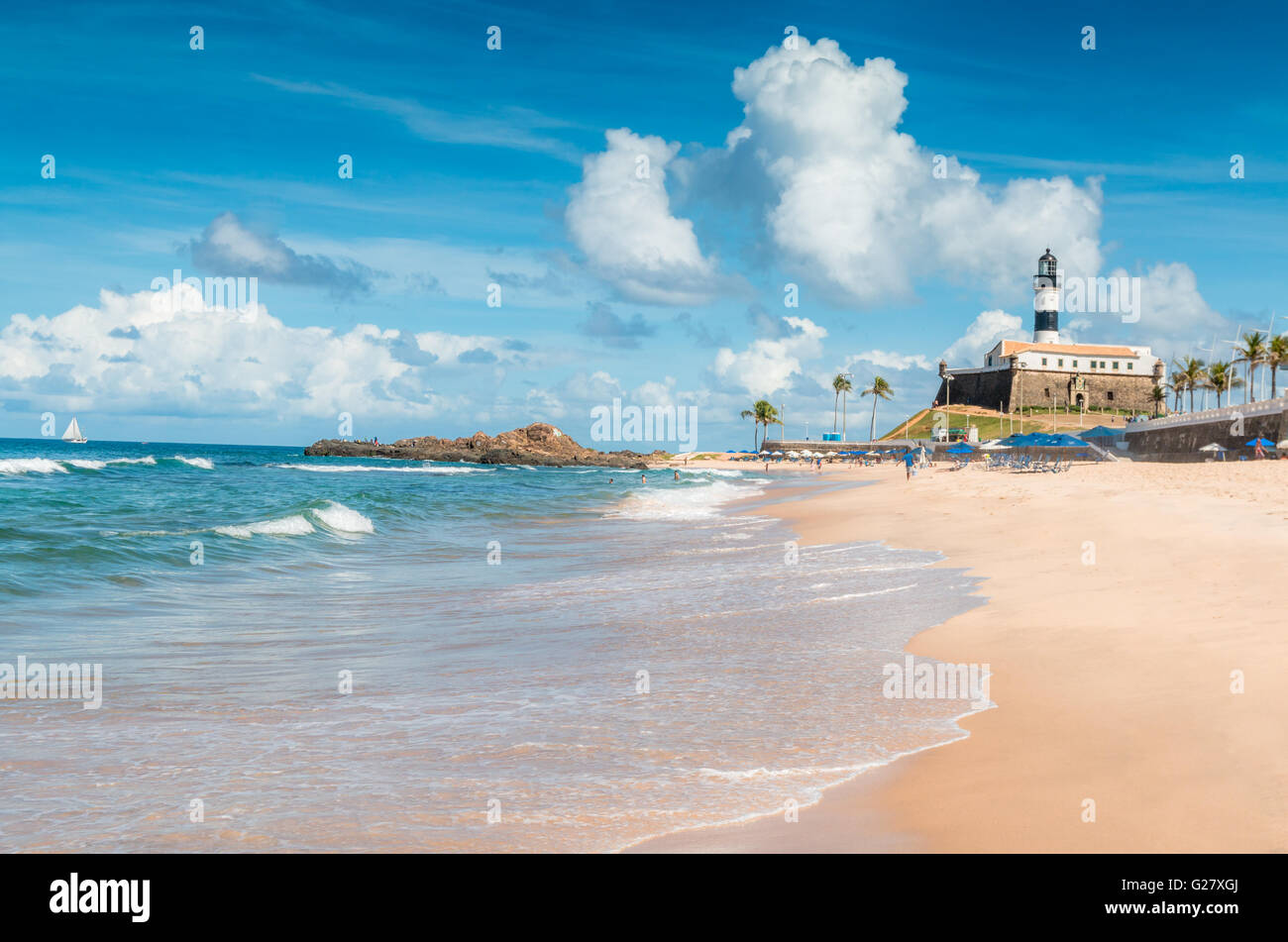 Salvador de Bahia Beach - Strand Barra Brasilien Stockfoto