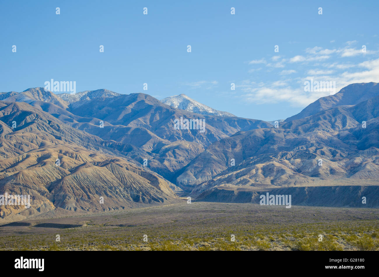 Happy Canyon vor Schnee-CappedTelescope Peak, Panamint Berge Death Valley National Park Stockfoto