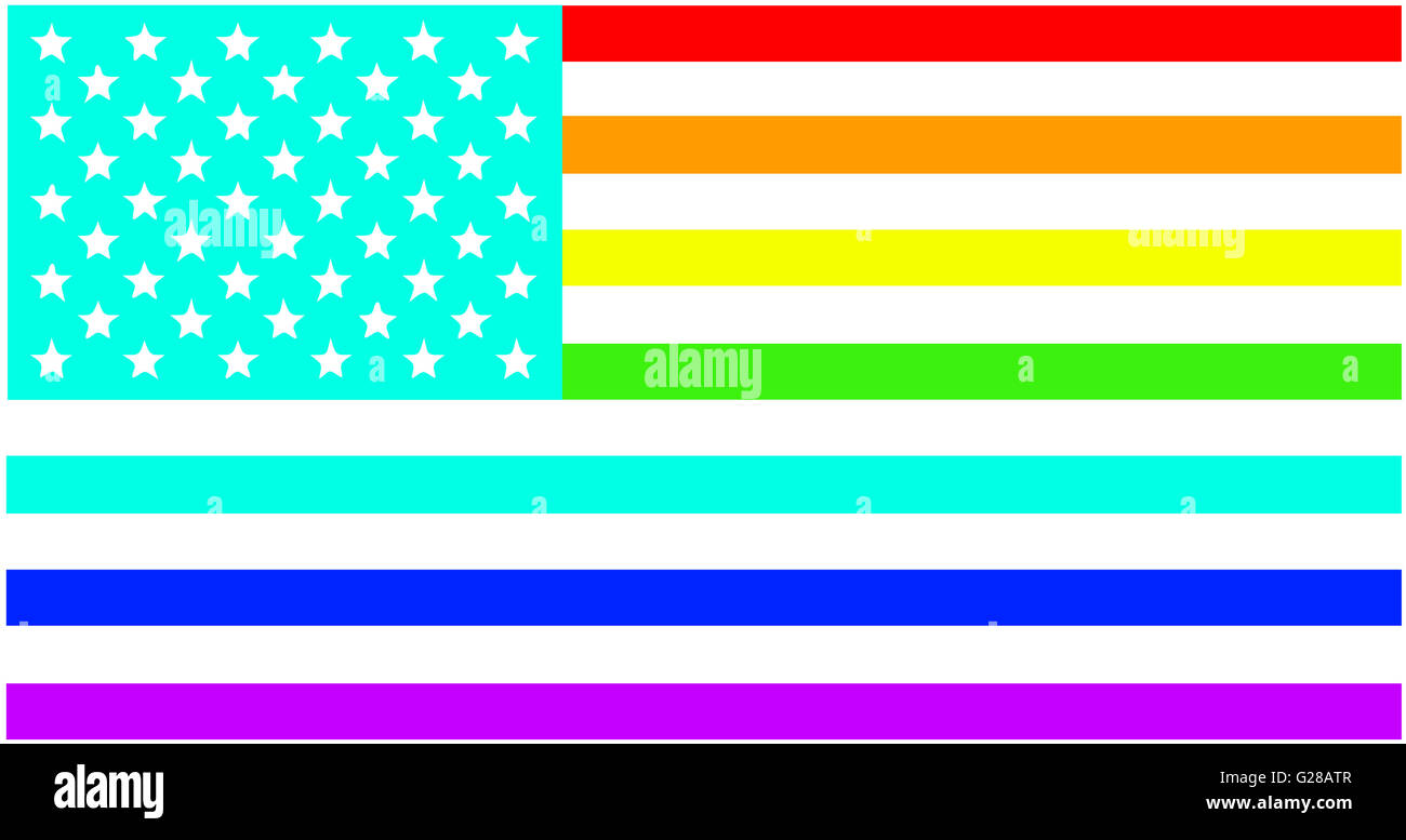 Die amerikanische Flagge in den Farben des Regenbogens. Stockfoto