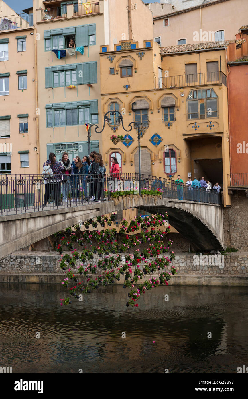 BLUMENKUNST AUSSTELLUNG IN GIRONA. KATALONIEN. Spanien. Stockfoto