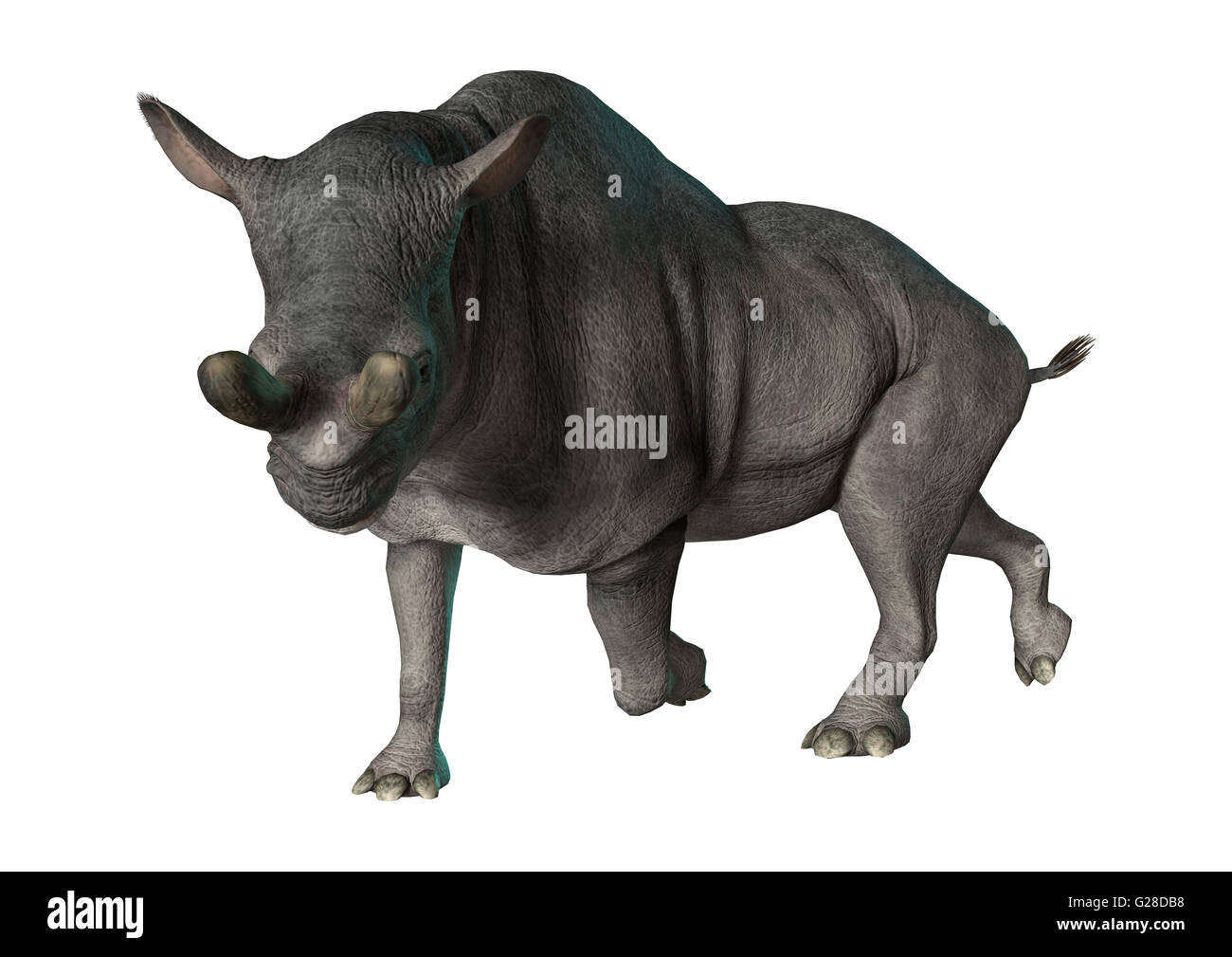 3D-Rendering einer starb Tier Brontotherium auf weißem Hintergrund isoliert Stockfoto