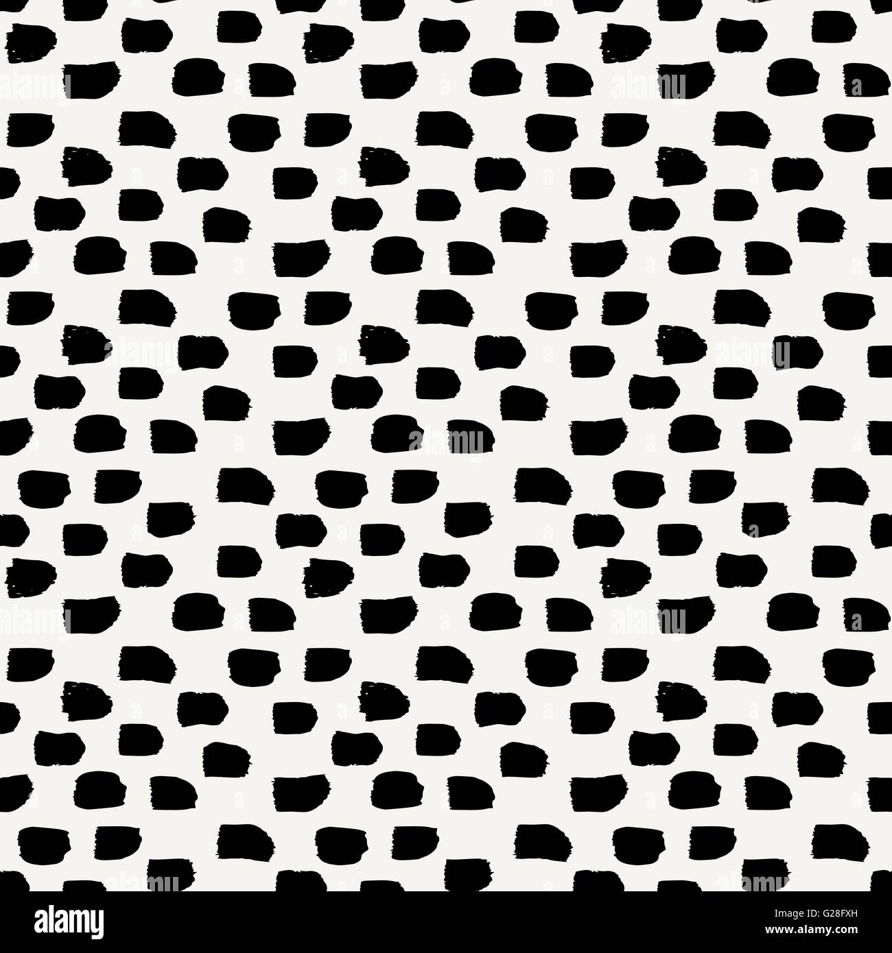 Handgemalte Pinselstriche auf cremefarbenen Hintergrund in schwarz. Nahtloser abstrakte wiederholenden Hintergrund. Stock Vektor