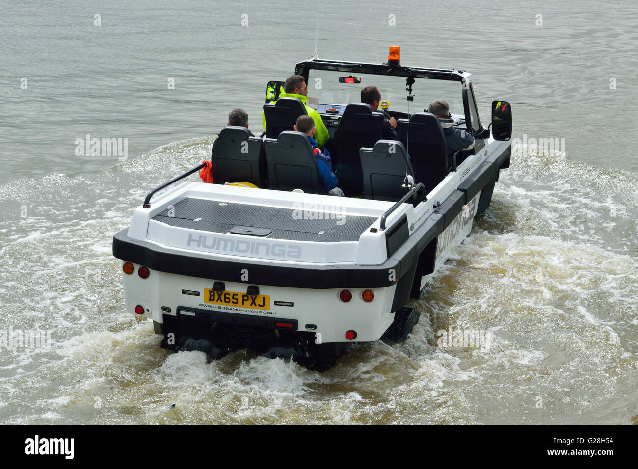 Gibbs Amphibien Hundinga amphibische Nutzfahrzeug in der Erprobung auf der Themse in London Stockfoto