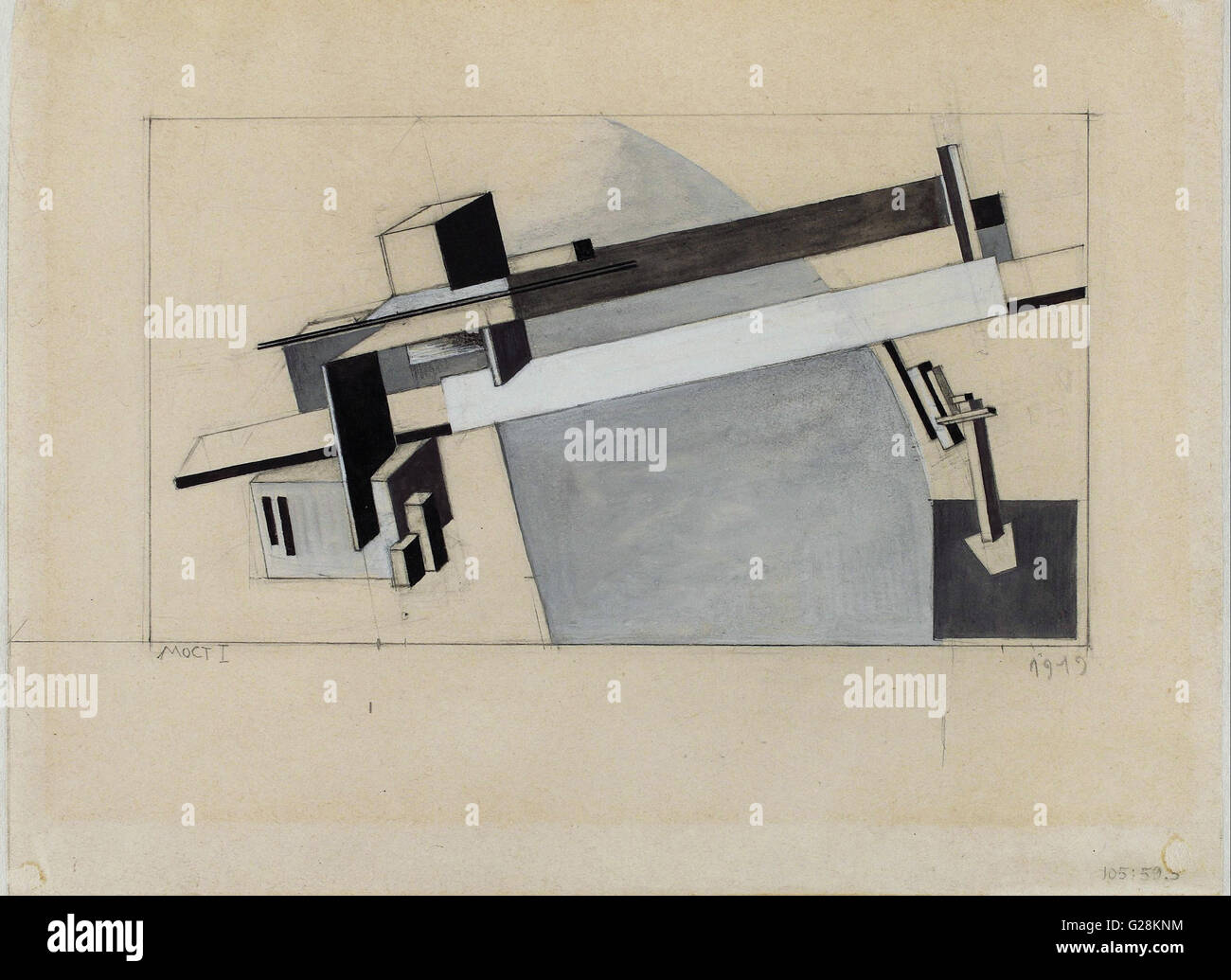 Lazar El Lissitzky - Proun Studie 1A (Proun S. K.) die Brücke - Museu Coleção Berardo Stockfoto