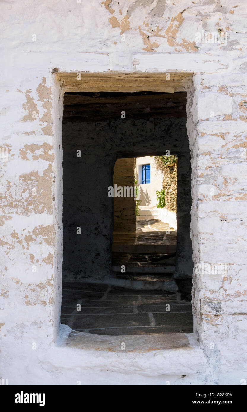 Detail des alten mittelalterlichen Kastro auf der Insel Sifnos, Kykladen, Griechenland Stockfoto