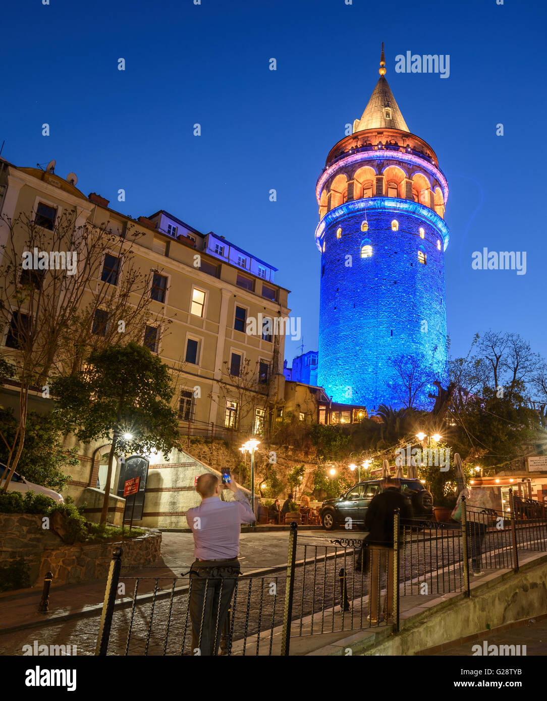 Galata-Turm, der hohe starke Punkt in Beyoglu, Istanbul, Türkei Stockfoto