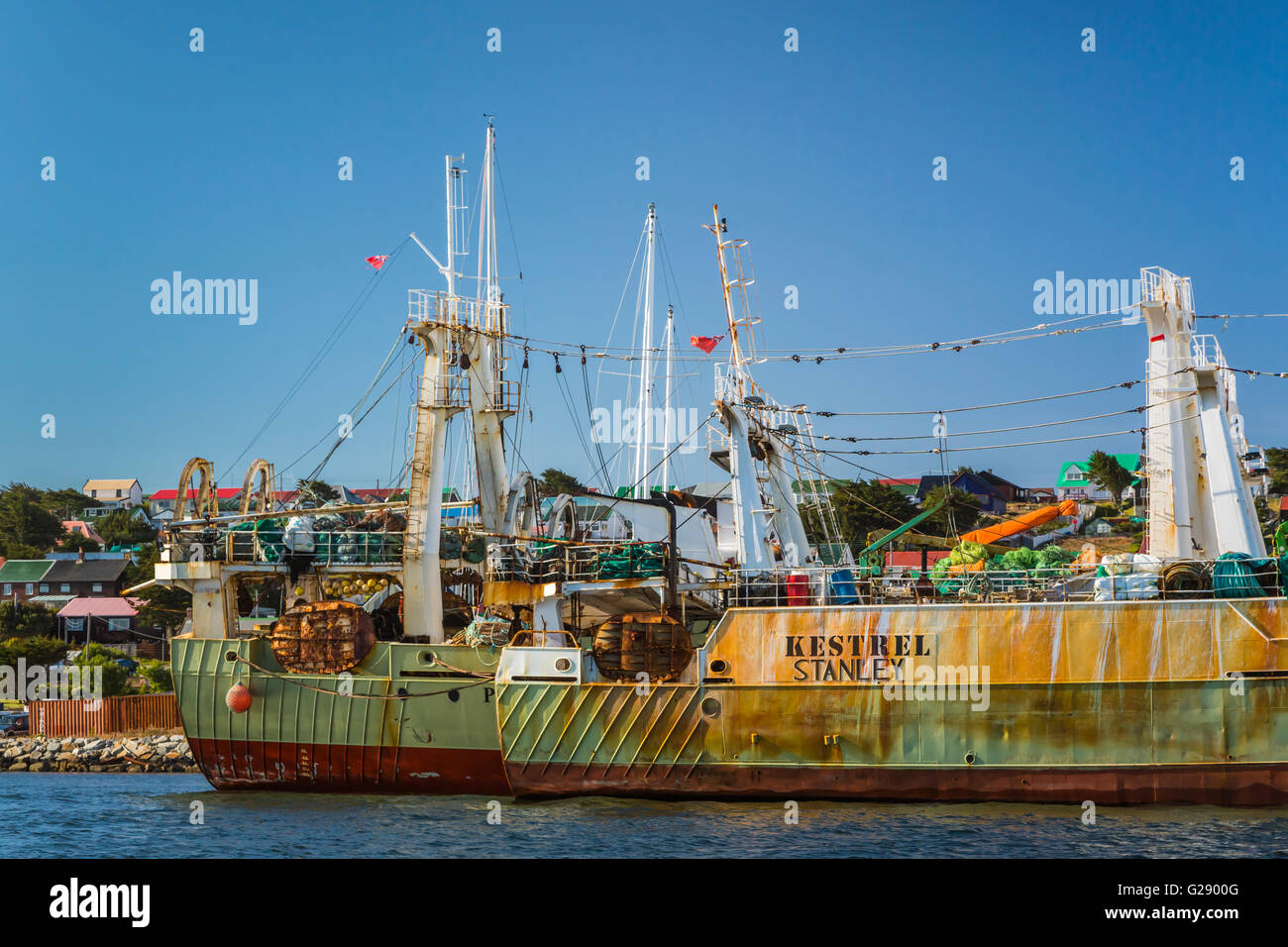 Fischereifahrzeuge im Hafen von der Port Stanley, Falkland-Inseln, britische Überseegebiet. Stockfoto