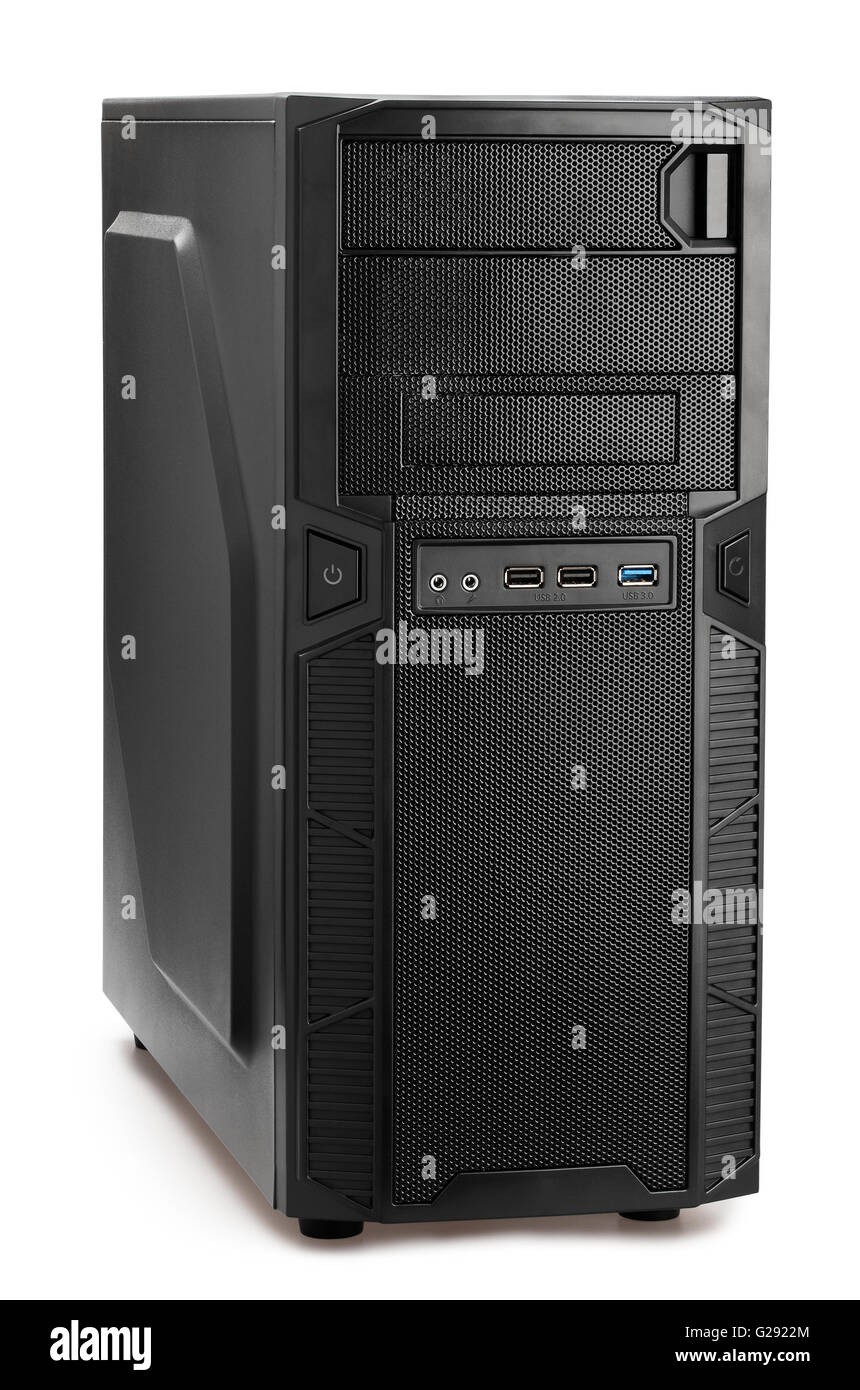 PC-Tower, isoliert Stockfoto