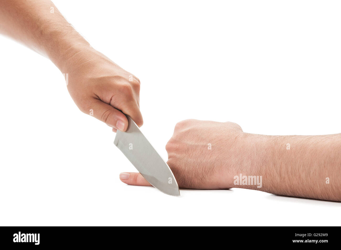 Schneiden den kleinen Finger mit einem Messer. Mafia oder Yakuza Strafe