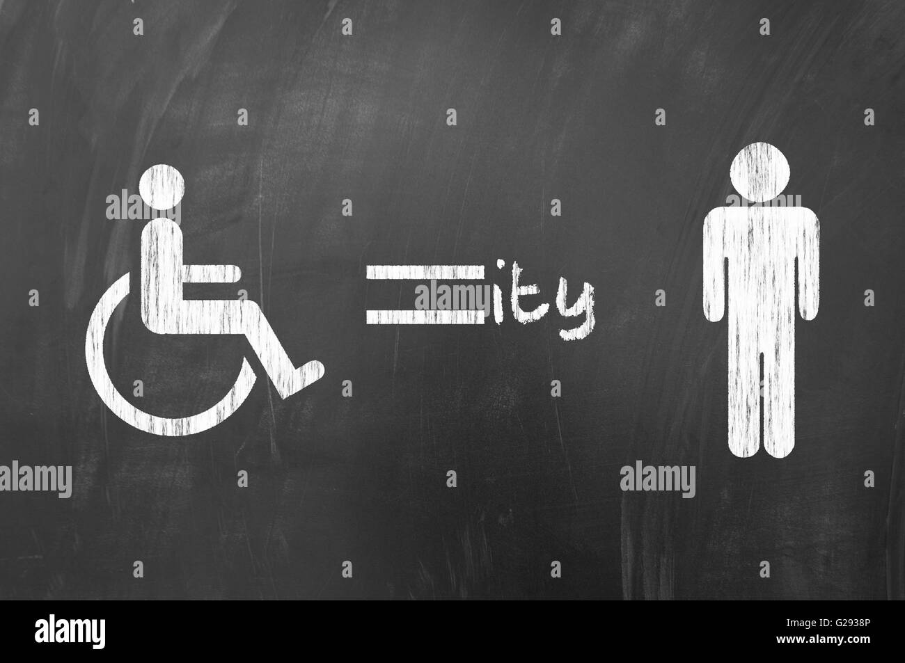 Behinderung der Geschlechter Konzept auf Tafel Stockfoto