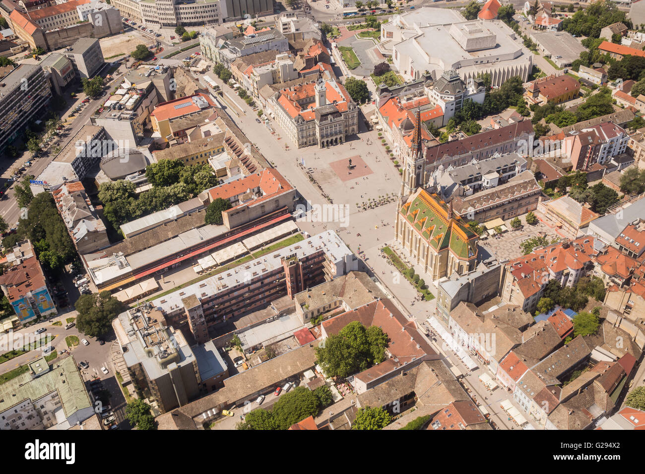 Novi Sad von Tag aus der Luft fotografiert Stockfoto
