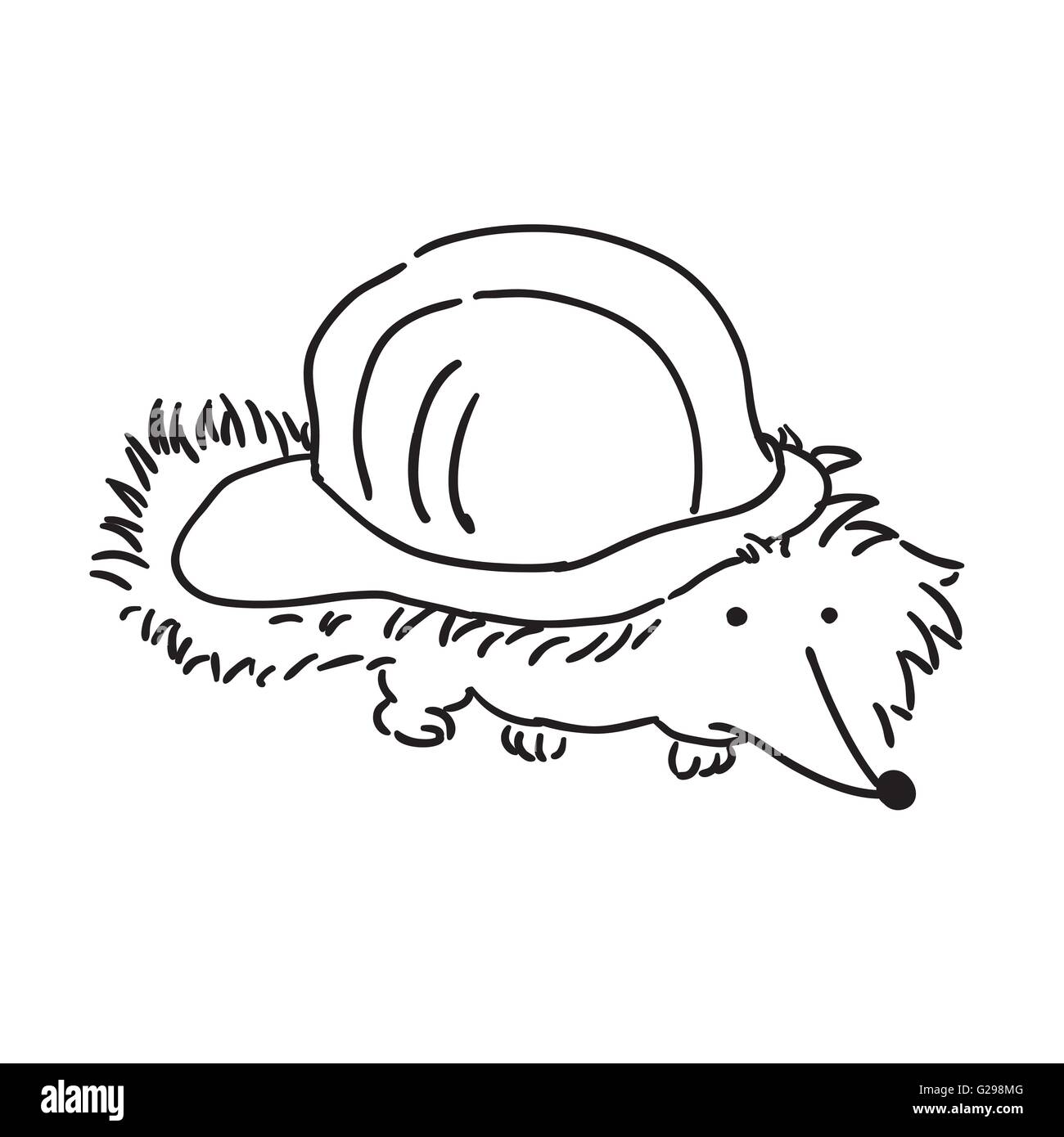 Igel Skizze Zeichnung isolierten auf weißen Hintergrund Stock Vektor