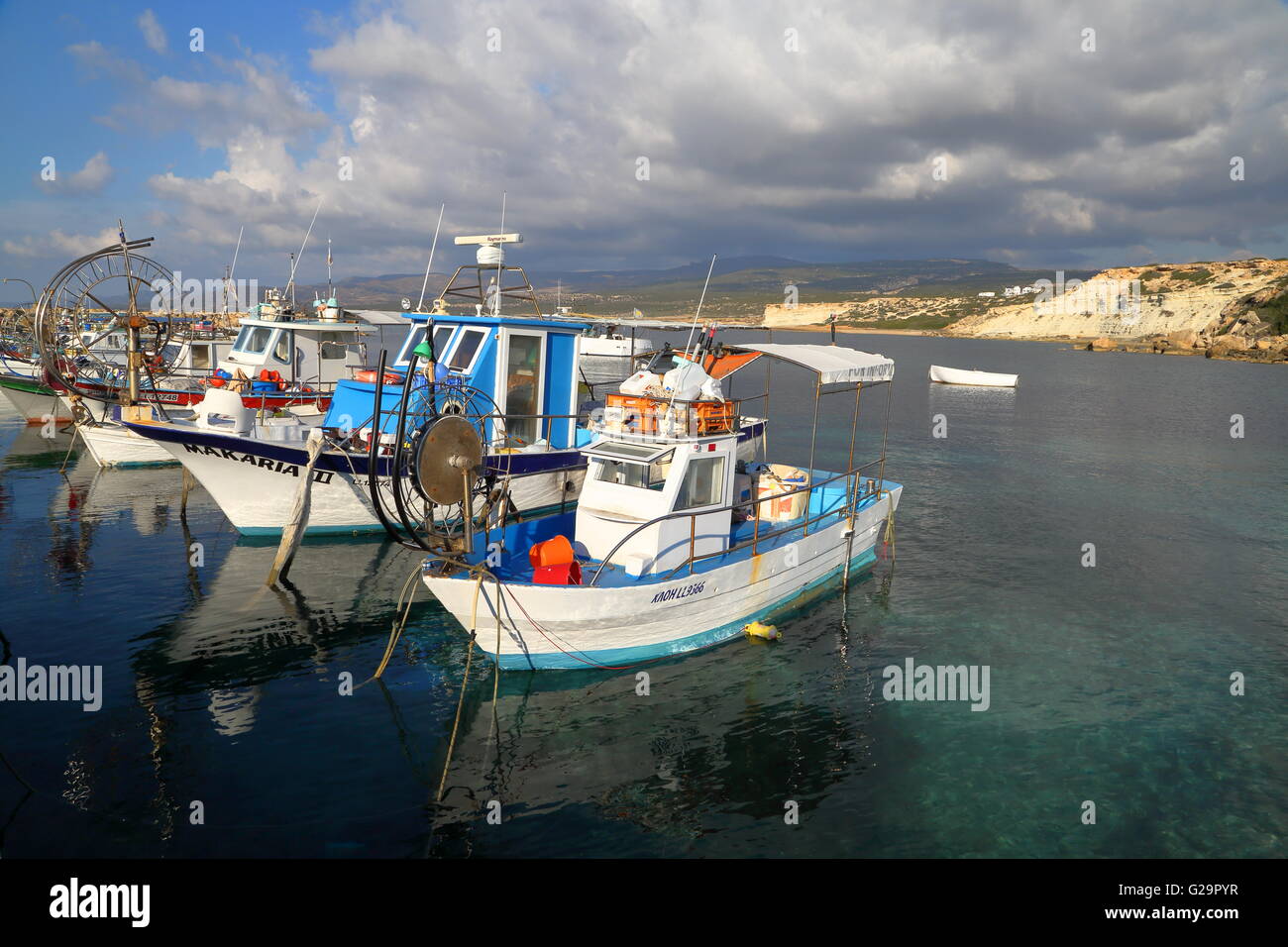 Die Fischerei Hafen Agios Georgios, Akamas Höhen, Zypern Stockfoto