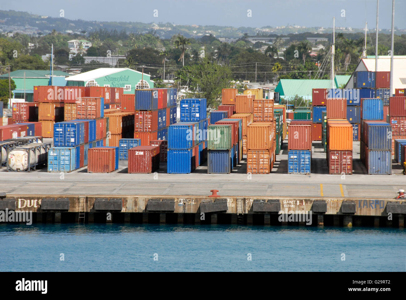 Shipping Container, Bridgetown, Barbados, Caribbean Stockfoto