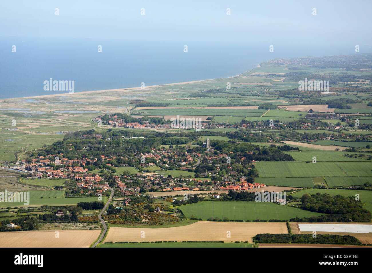 Luftaufnahme von Blakeney, North Norfolk Küste Stockfoto