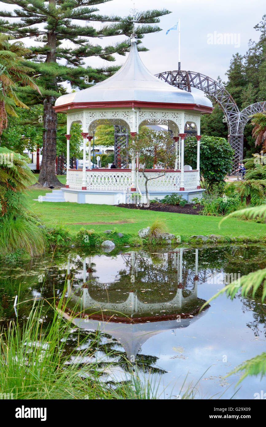 Musikpavillon, Regierung Gärten Rotorua Stockfoto
