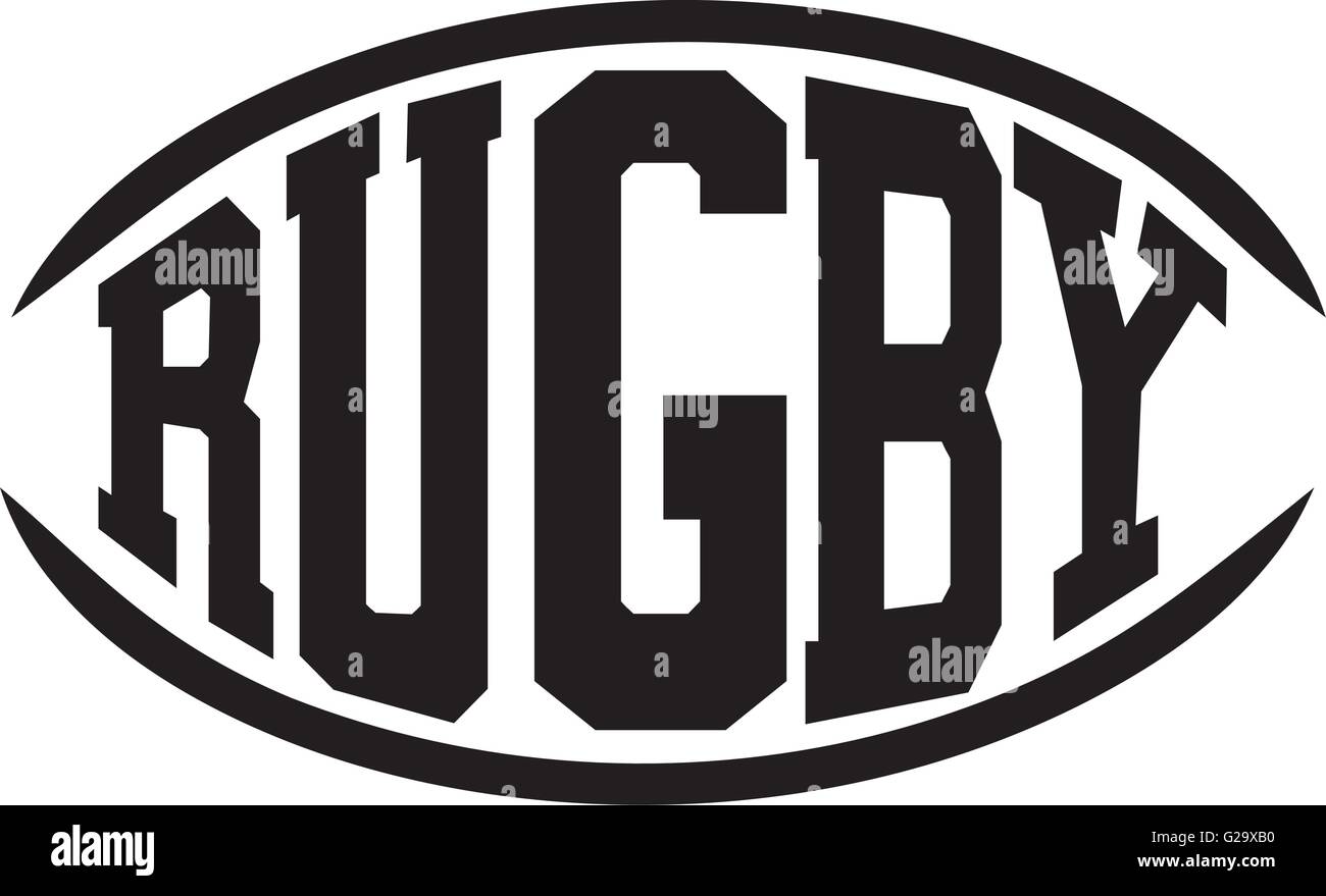 Rugby-Wort in Form von einem Rugby-ball Stock Vektor