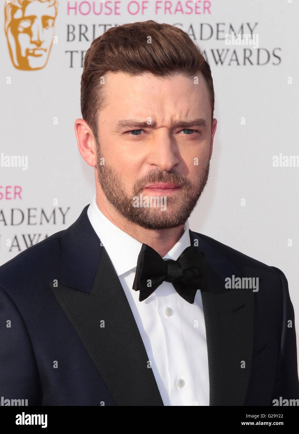 LONDON - 8. Mai 2016: Justin Timberlake kommt für das House Of Fraser British Academy Television Awards in der Royal Festival Hall Stockfoto