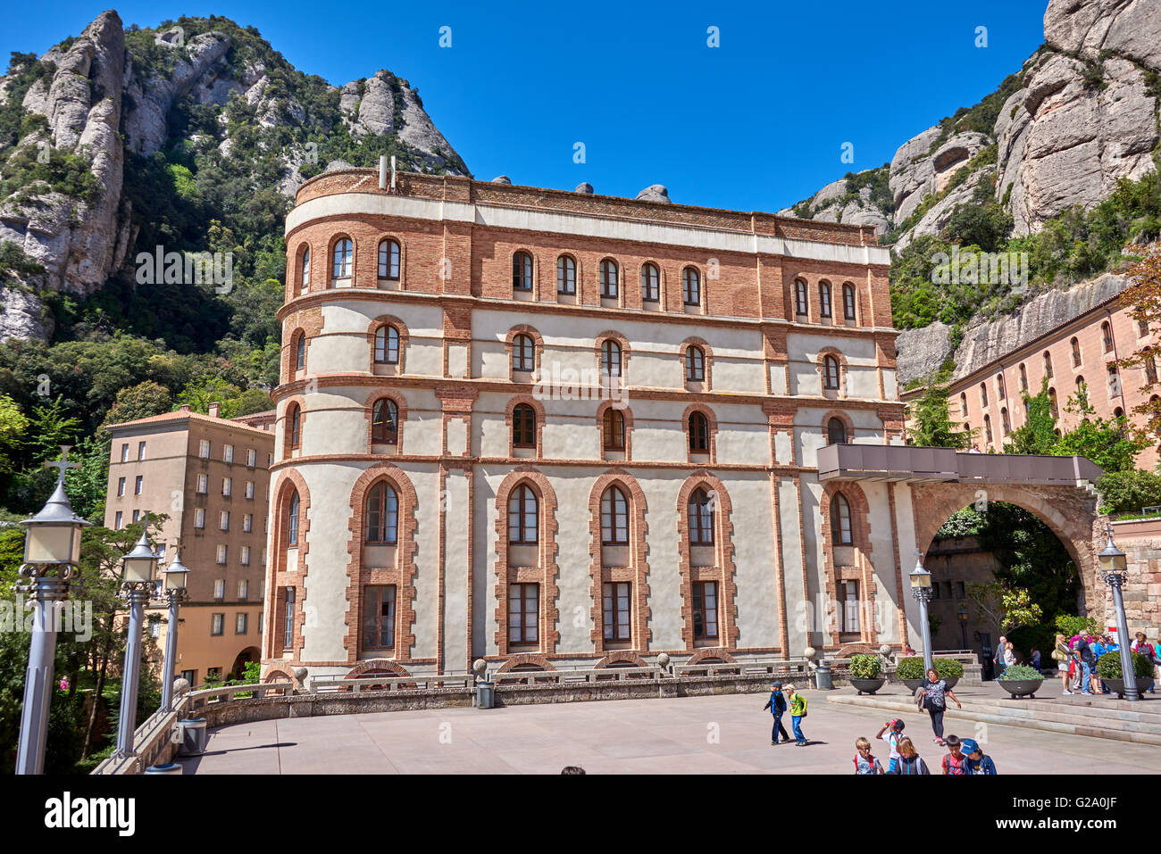 Montserrat ist ein Multi-spitzer Berg in der Nähe der Stadt Barcelona, Katalonien, Spanien Stockfoto