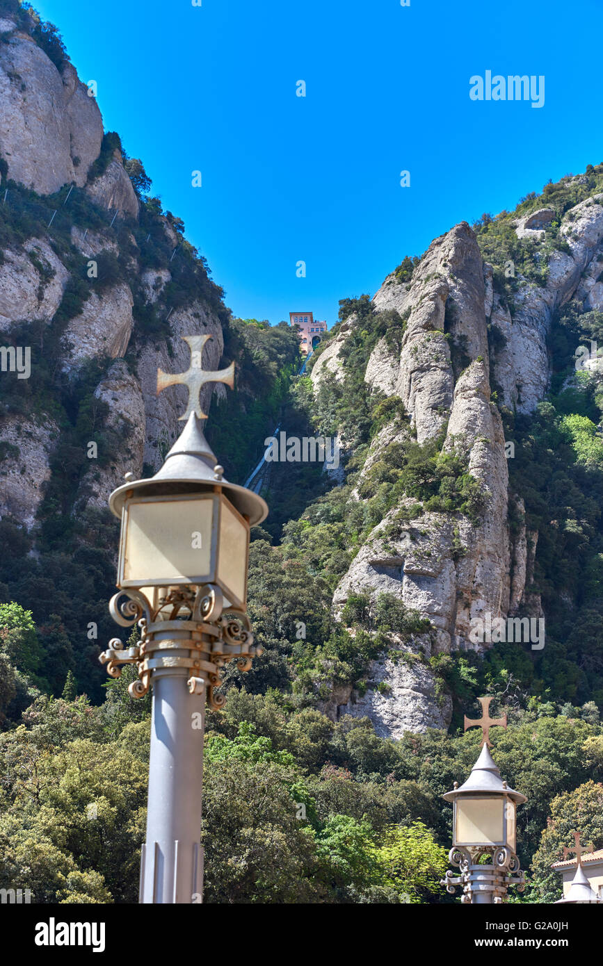 Montserrat ist ein Multi-spitzer Berg in der Nähe der Stadt Barcelona, Katalonien, Spanien Stockfoto