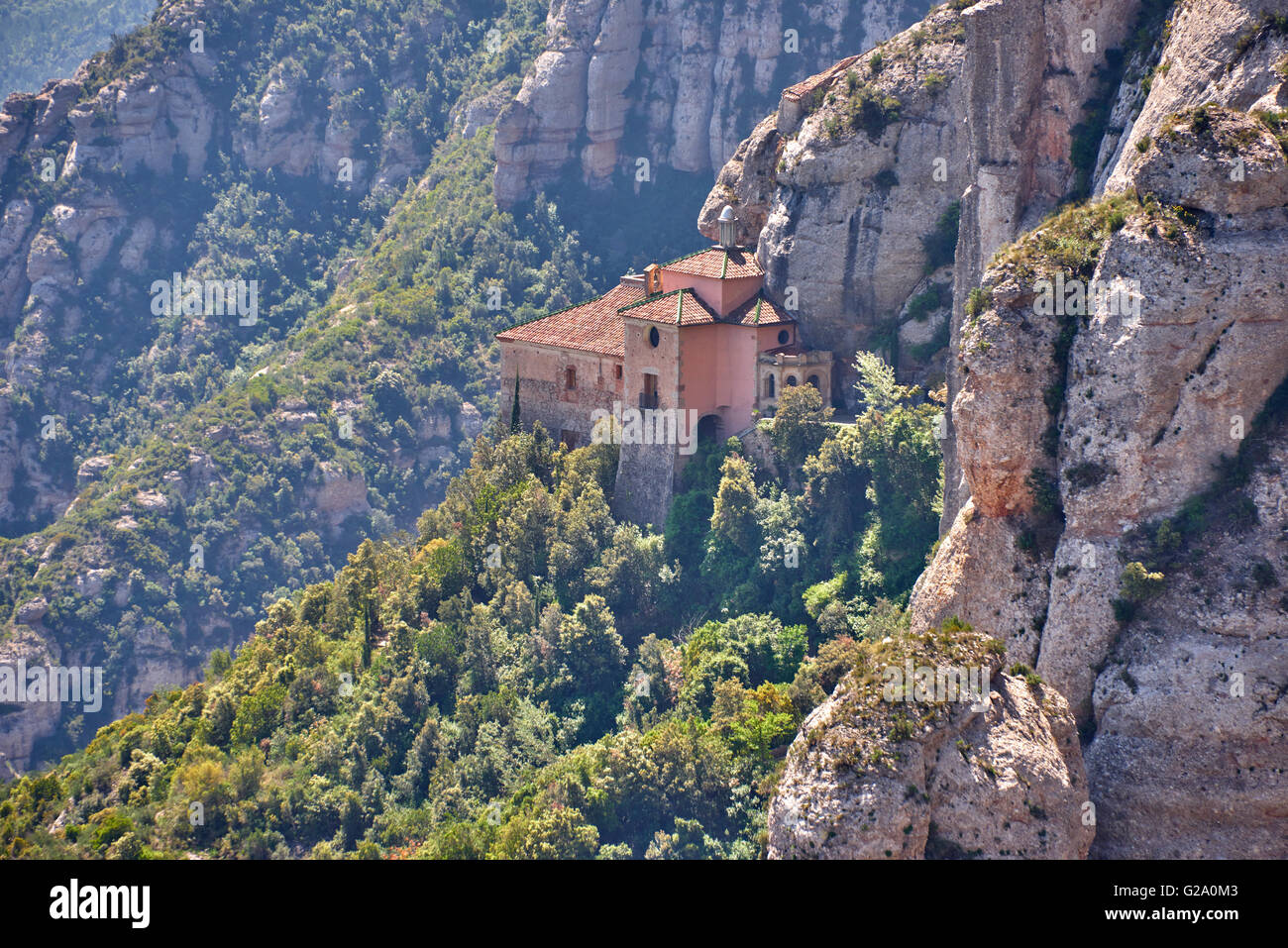 Montserrat ist ein Multi-spitzer Berg in der Nähe der Stadt Barcelona, Katalonien, Spanien Stockfoto