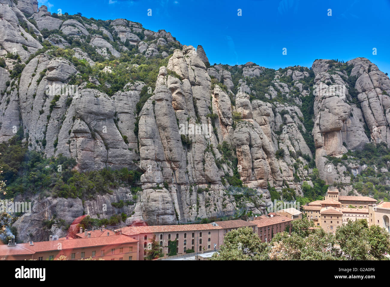 Montserrat ist ein Multi-spitzer Berg in der Nähe der Stadt Barcelona, Katalonien, Spanien Stockfoto