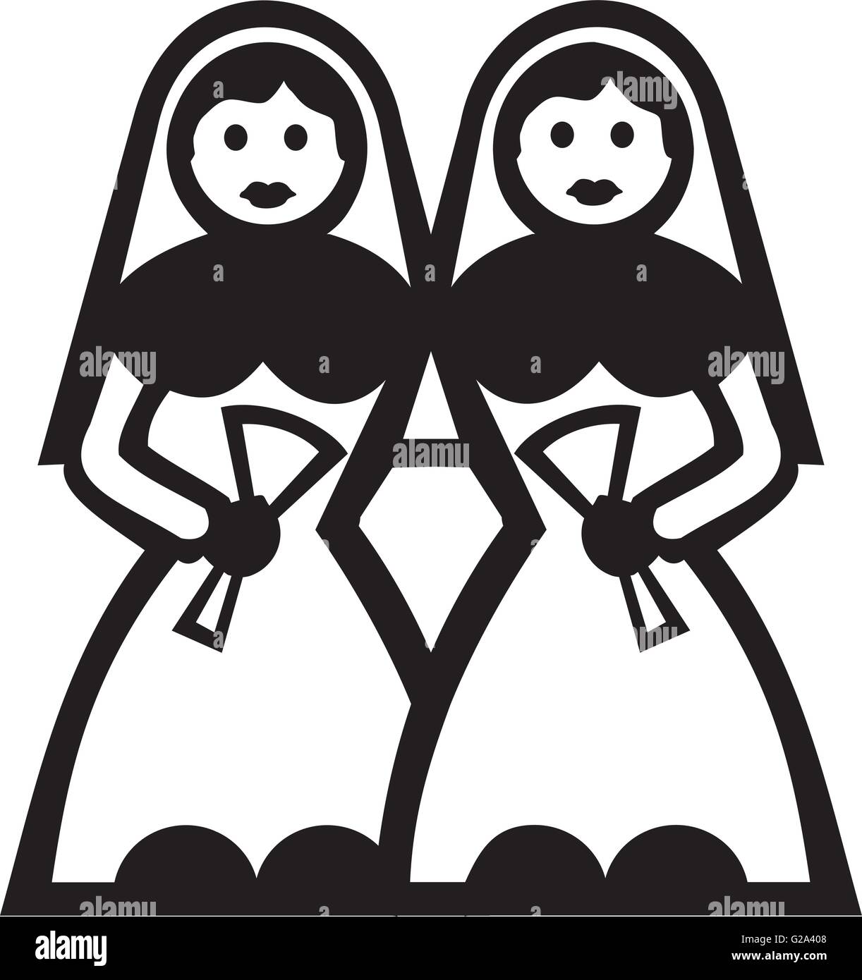 Zwei Bräute im Brautkleid Stock Vektor