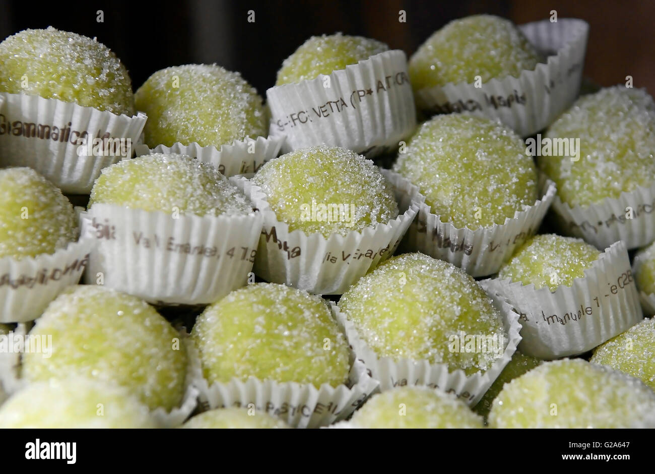 Süßigkeiten in einer Bäckerei in der historischen Bergdorf von Erice, Italien. Stockfoto