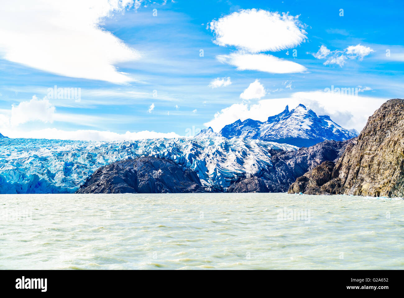 Blick auf grauen Gletscher grau See in Chile Stockfoto