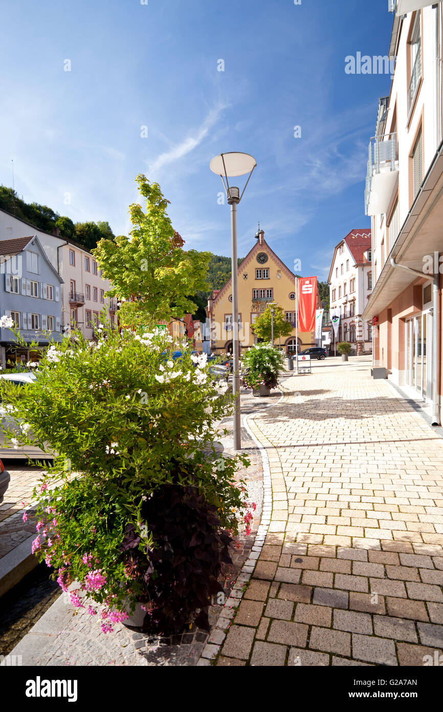 Die deutsche Stadt Shiltach auf der Kinzig, Baden-Warttemberg. Stockfoto