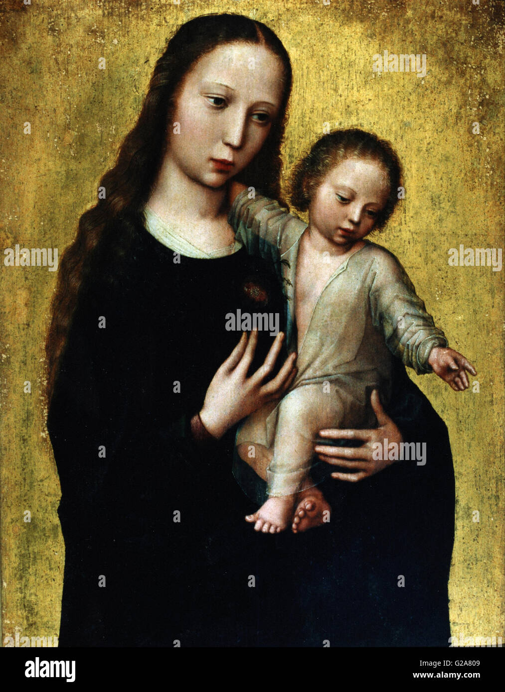 Benson, Ambrosius - die Jungfrau Maria mit dem Jesuskind in einem Hemd - Museo Lázaro Galdiano Stockfoto