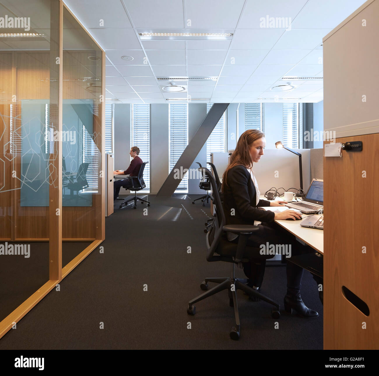 Büroeinrichtung. Fornebuporten, Oslo, Norwegen. Architekt: Dunkel, 2015. Stockfoto