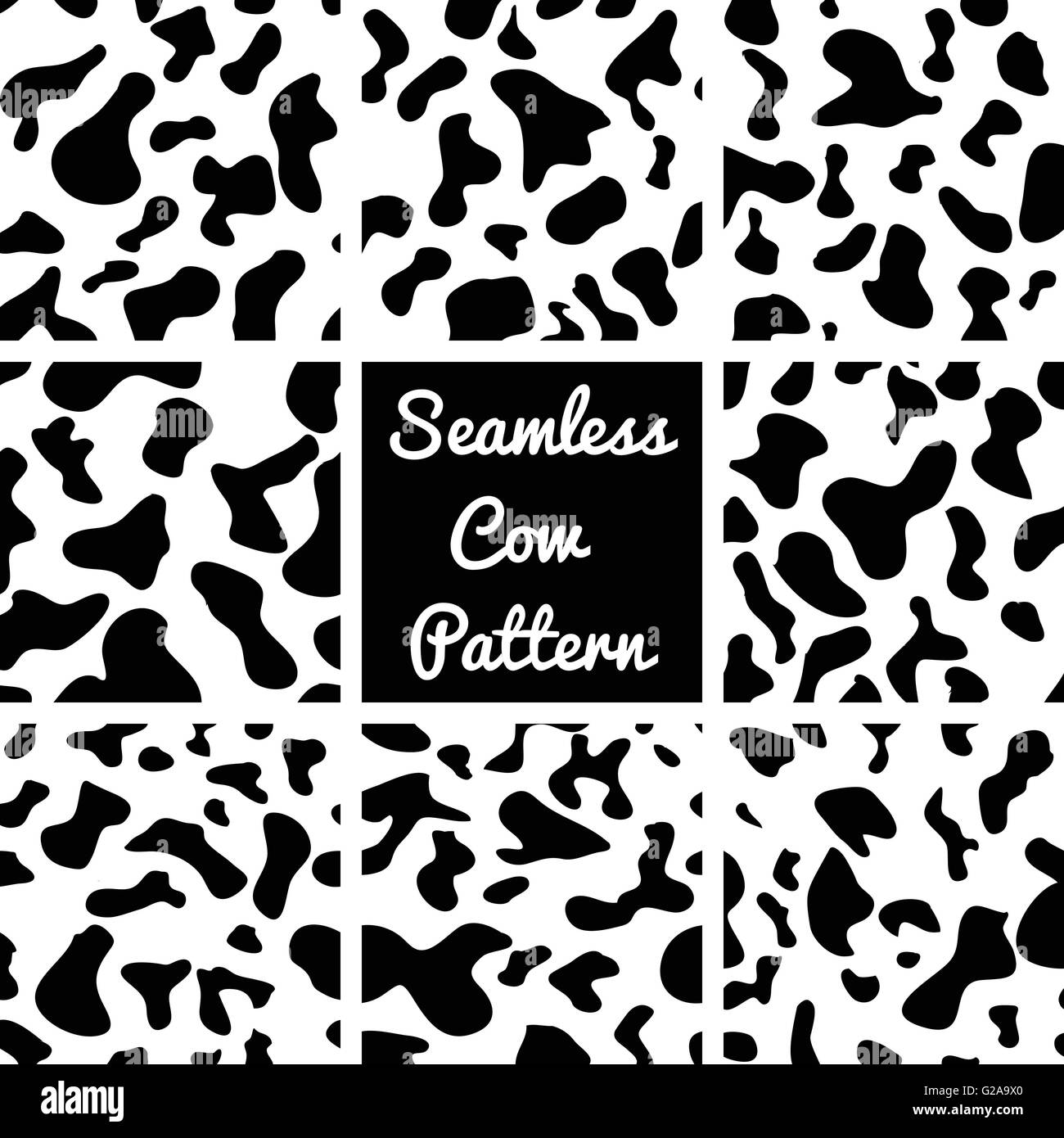 Vector set Kuh Muster auf weißem Hintergrund Stock-Vektorgrafik - Alamy