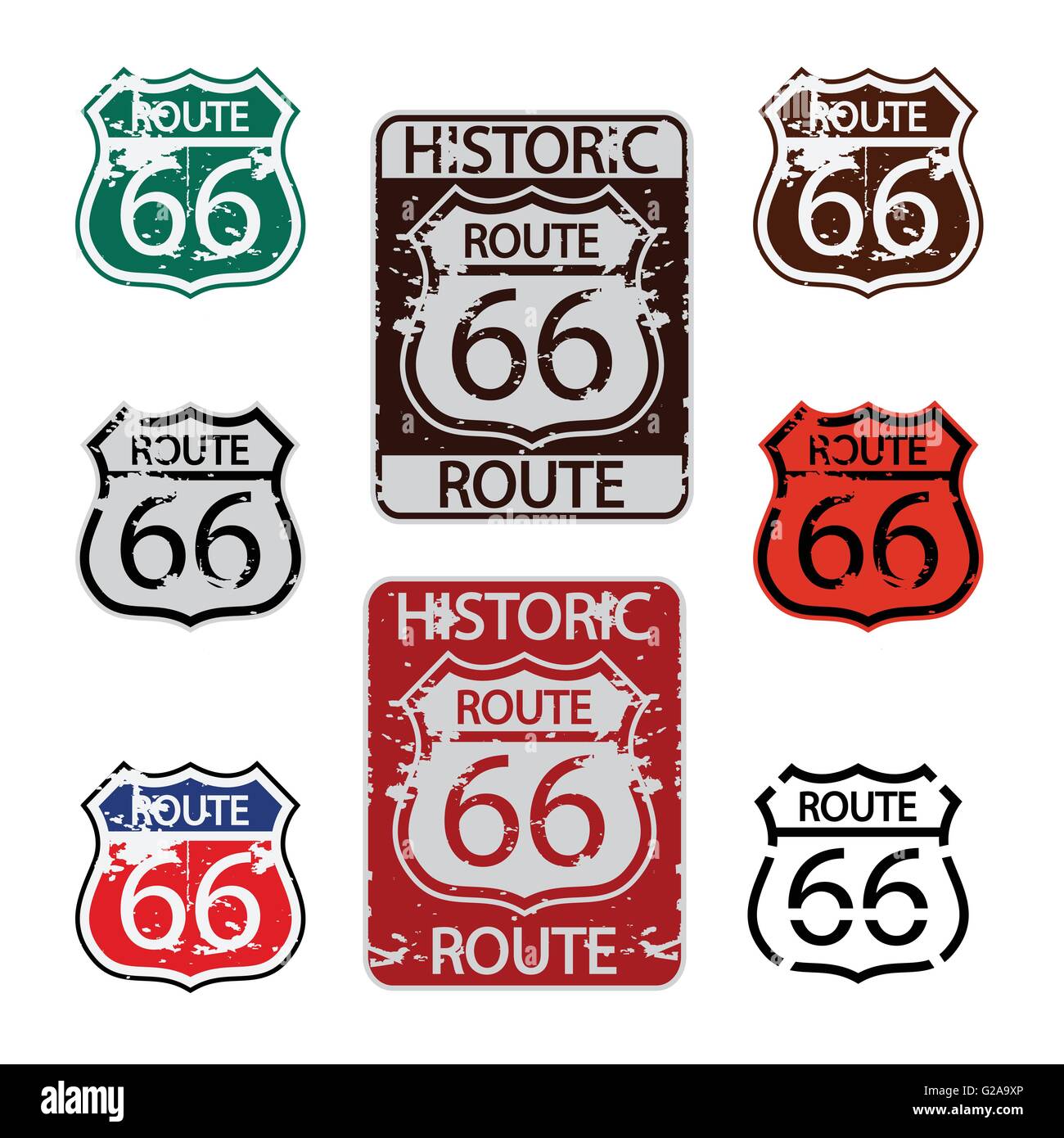 Route 66 Zeichen Satz Stock Vektor