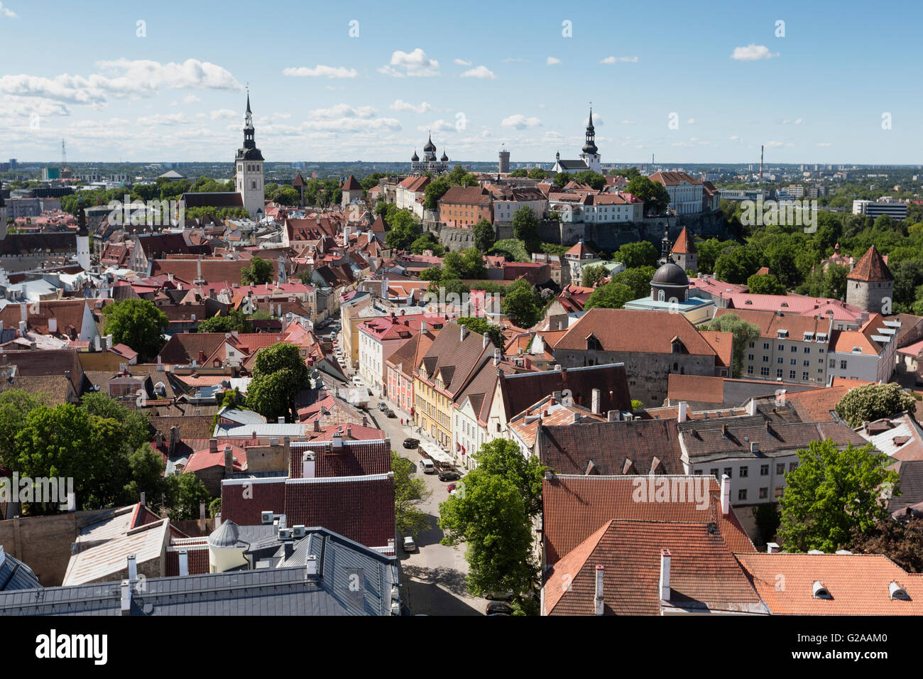 Allgemeine malerischen Blick auf die Altstadt Stadt Tallinn, Estland. Stockfoto