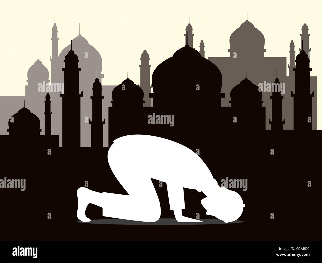 Muslim Moslem beten Shalat Salah Sojoud arabische Vektor-Grafik illustration Stock Vektor