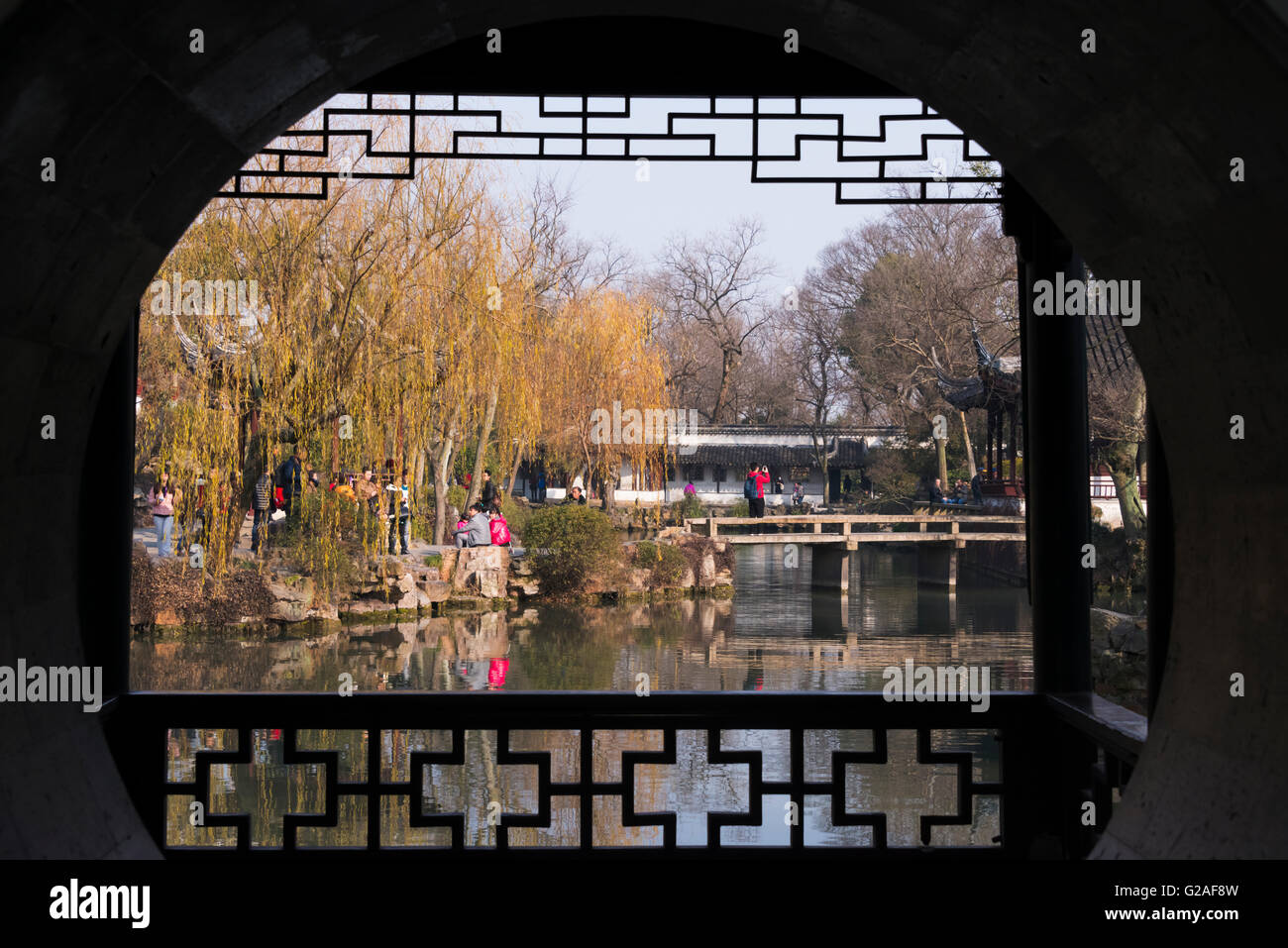 Landschaft in Humble Administrator Garten, Suzhou, Provinz Jiangsu, China Stockfoto