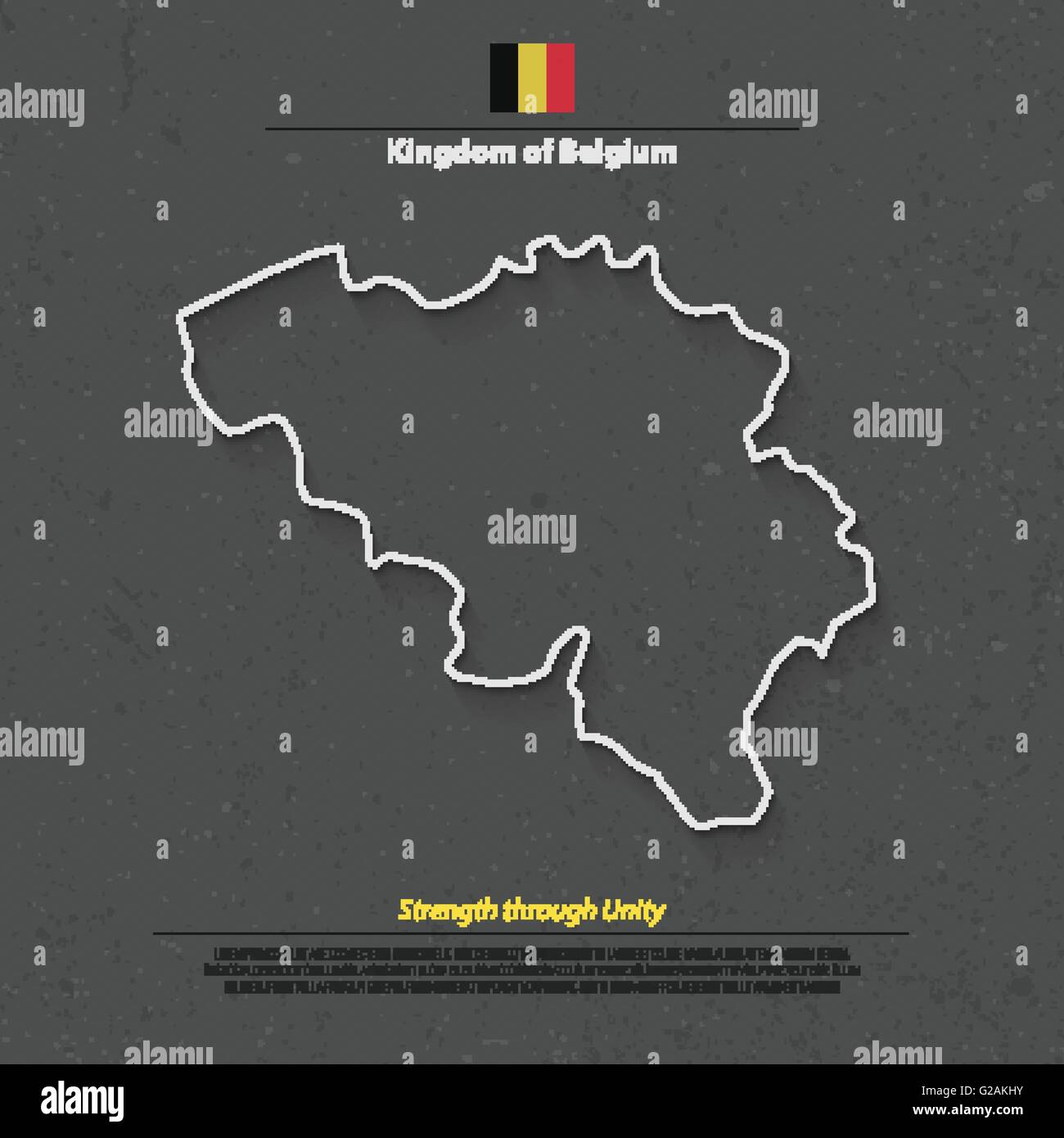 Königreich Belgien isoliert Karte und offizielle Flaggen-Symbol. Vektor-belgische politische Karte 3d Illustration. Europa-Union geographische ba Stock Vektor