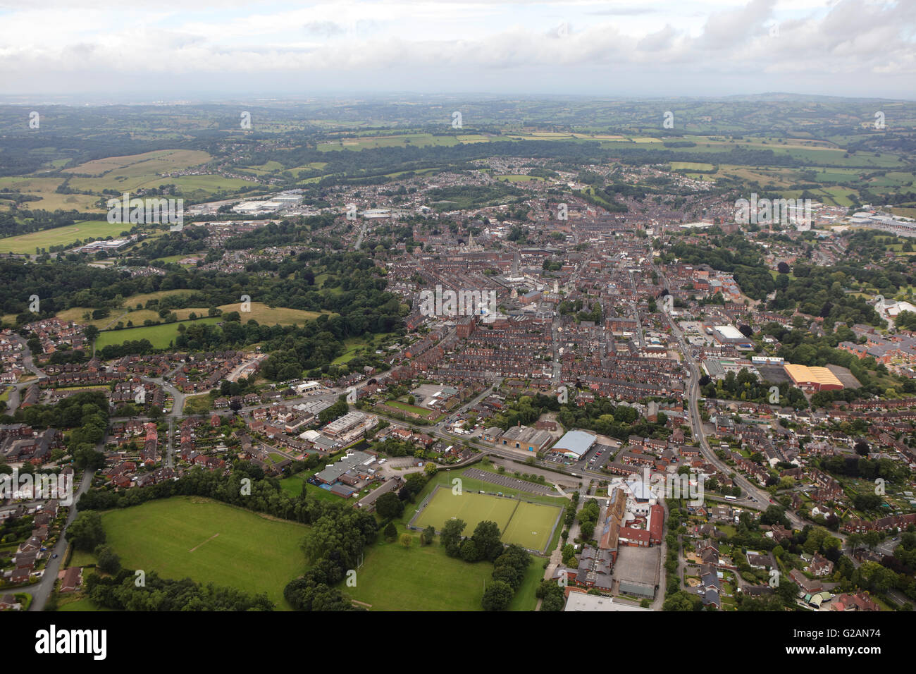 Eine Luftaufnahme des North Staffordshire Stadt der Lauch Stockfoto