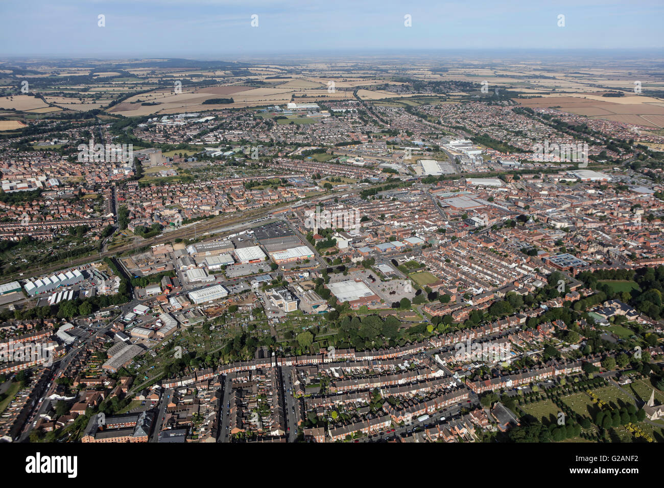 Eine Luftaufnahme von der Stadt von Grantham Lincolnshire Stockfoto