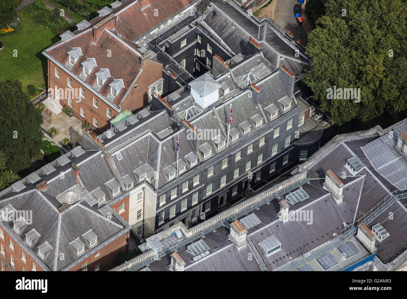 Eine Luftaufnahme der Downing Street in Whitehall, London Stockfoto