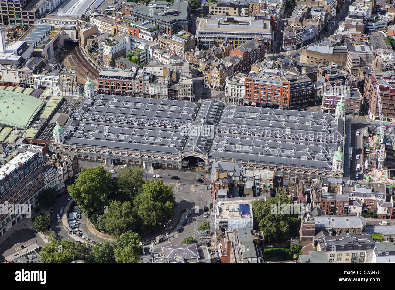 Eine Luftaufnahme der Smithfield Market und Umgebung, London Stockfoto