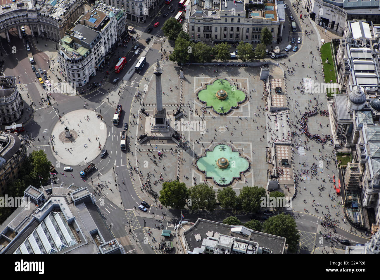 Eine Luftaufnahme des Trafalgar Square in London Stockfoto