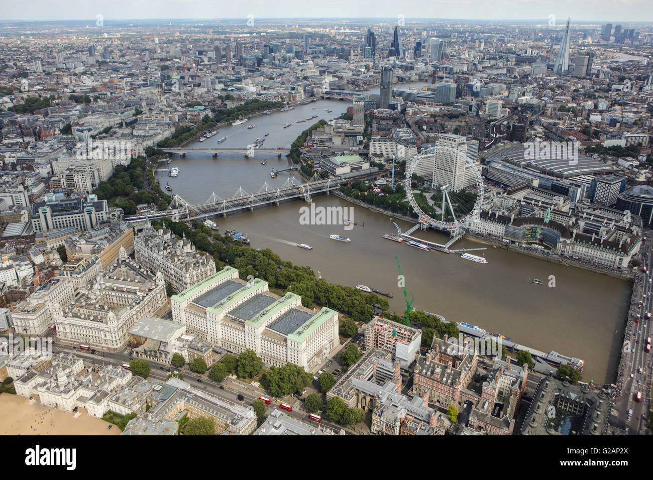 Eine Luftaufnahme von London, auf der Suche von Westminster in Richtung der City of London Stockfoto