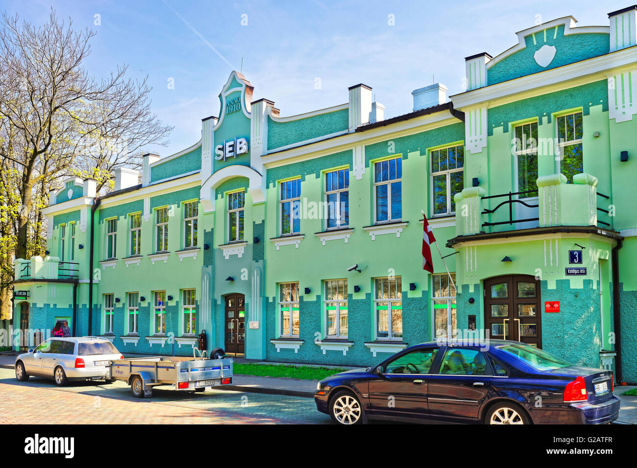 Ventspils, Lettland - 8. Mai 2016: Altbau in Ventspils in Lettland. Stockfoto